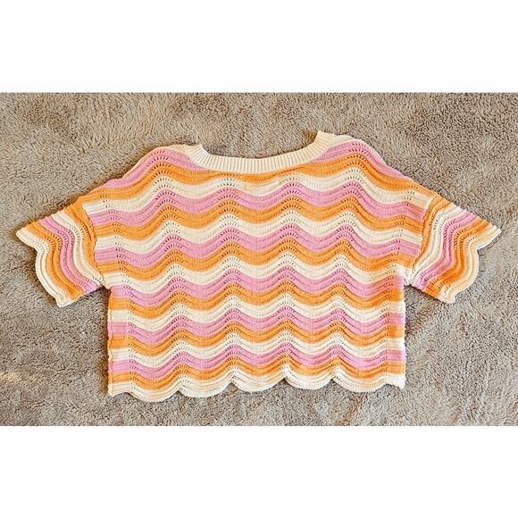 L Space Make Waves Knit Sweater Top, Orange Purple Cream, Womens Sz XS - Picture 5 of 9
